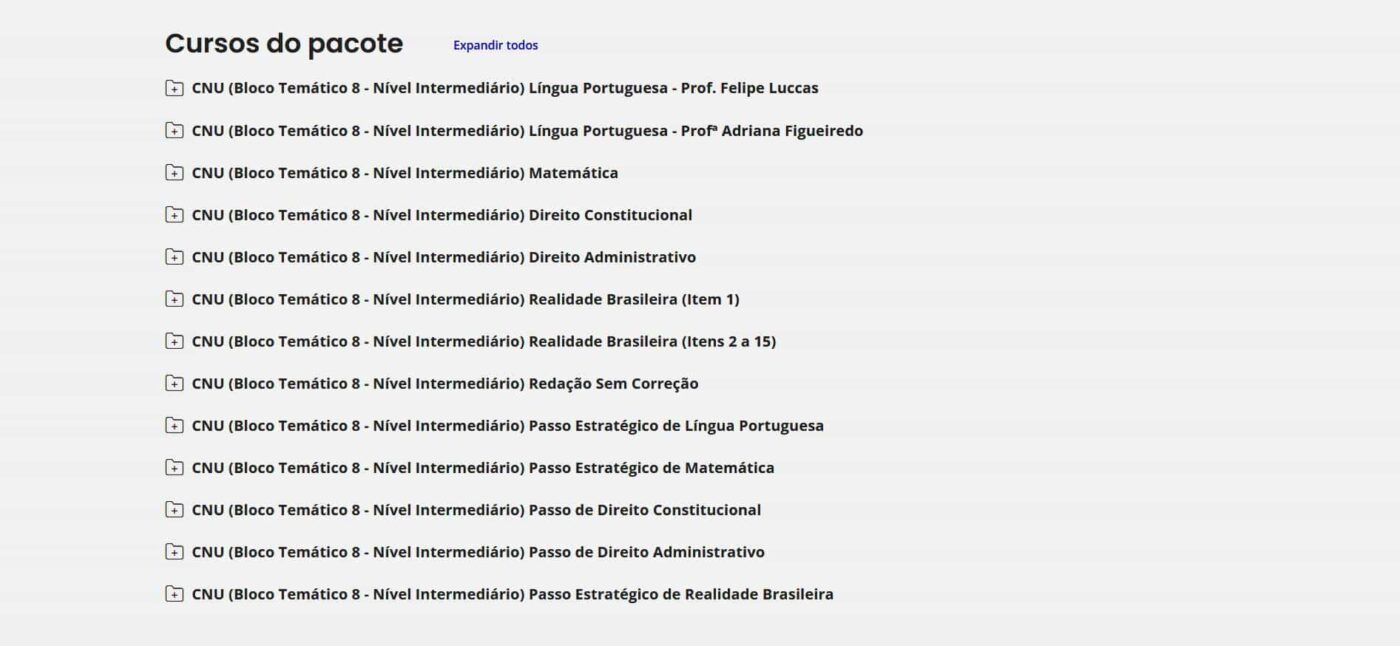 O rateio do curso CNU 2025 – Concurso Nacional Unificado (Bloco Temático 8 - Nível Intermediário) – ESTRATÉGIA é composto por vídeos e pdfs. O envio é feito via Gmail e Drive, em até 24 horas.